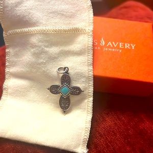 Retired James Avery Heart Pendant with Turquoise inlay
